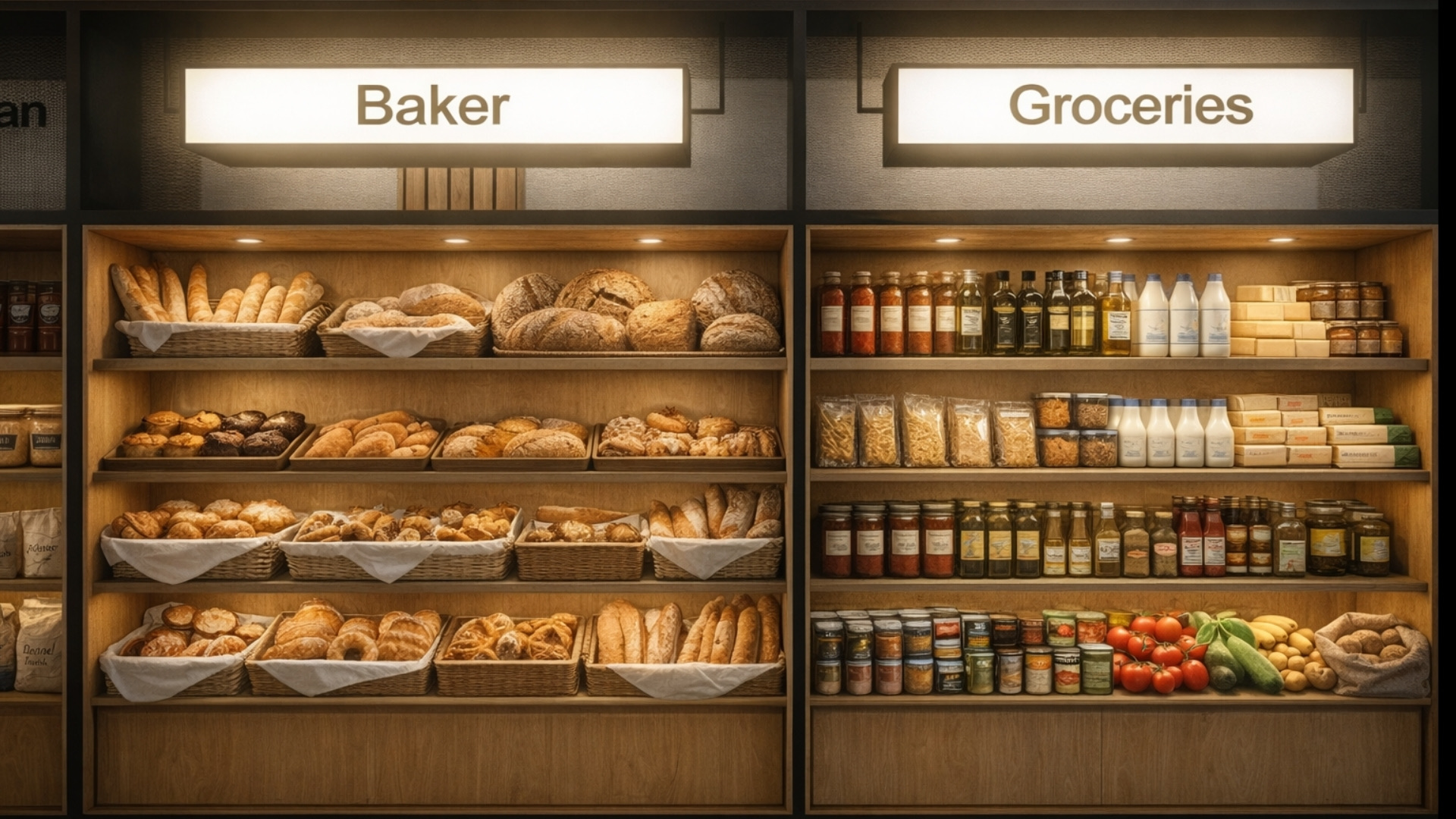 Grocery and bakery display